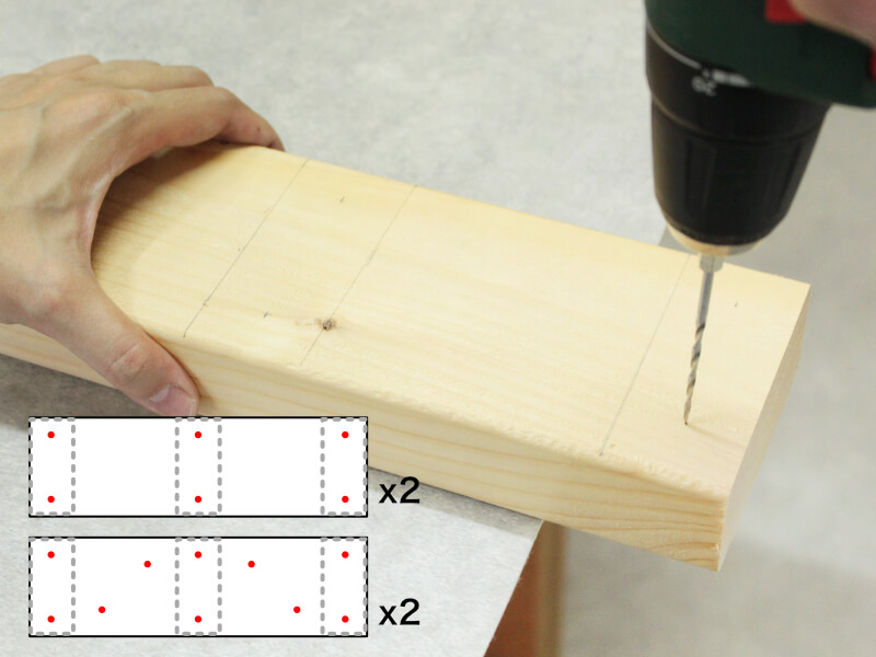 墨付けと穴あけ