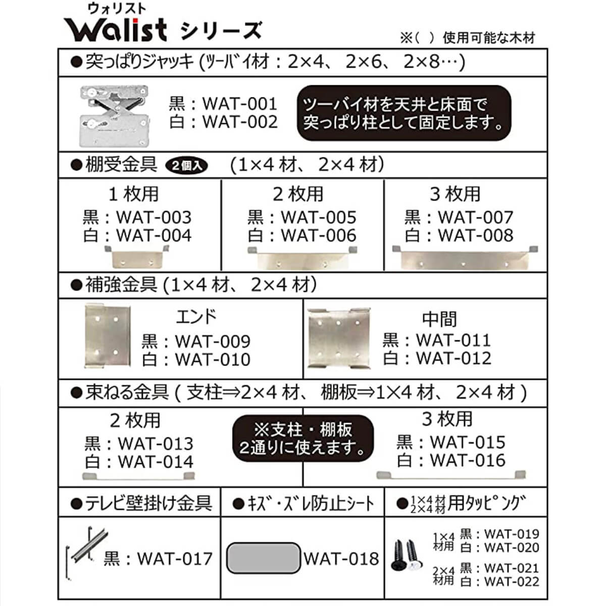 補強金具 1×4･2×4専用 1枚入 Walist ウォリスト